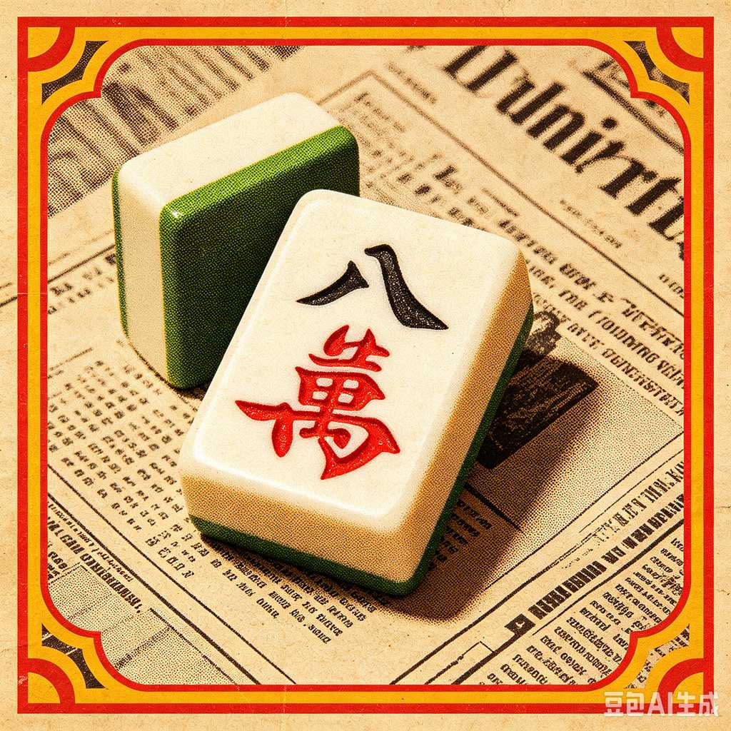 vintage text mahjong set